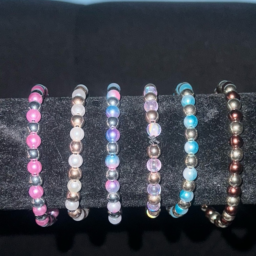 6 pc bracelet stack (multi color) handmade